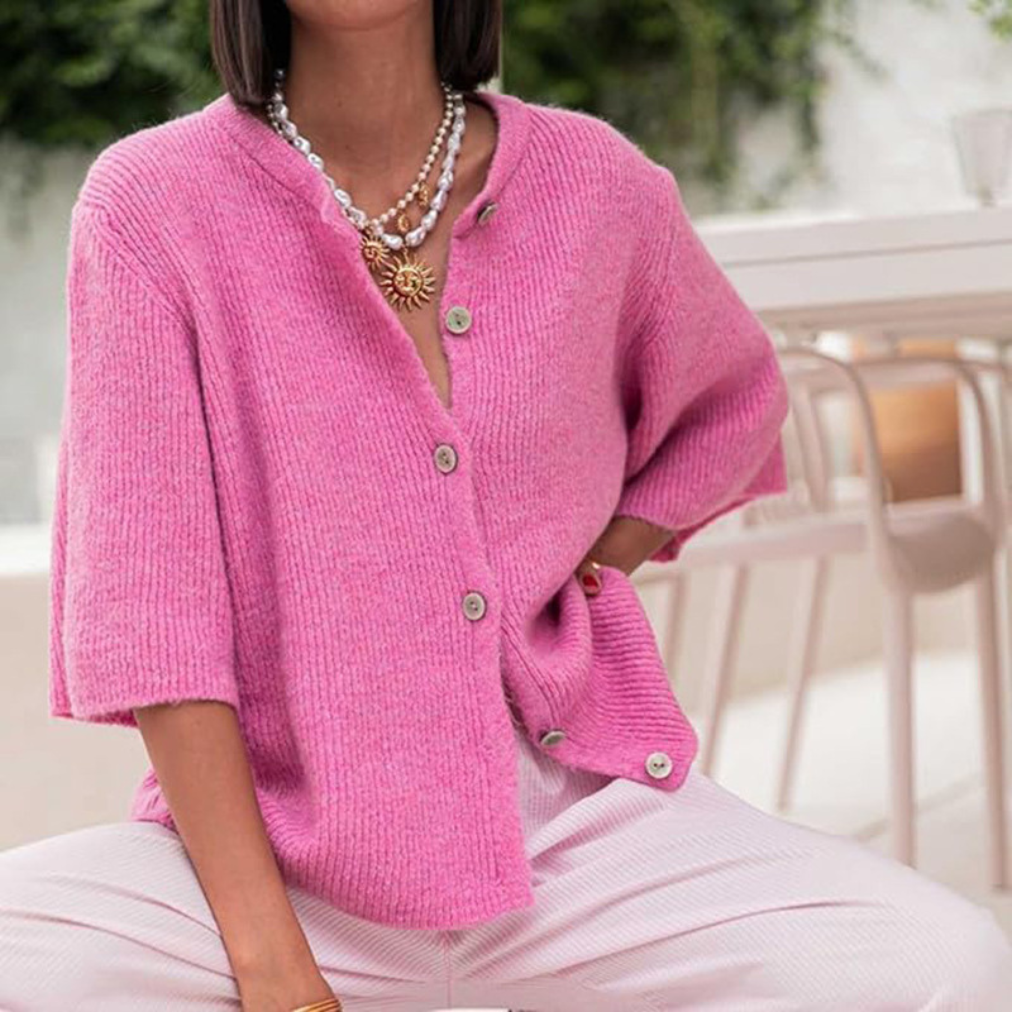 VISAIA™ – Lightweight Short Sleeve Button Down Cardigan