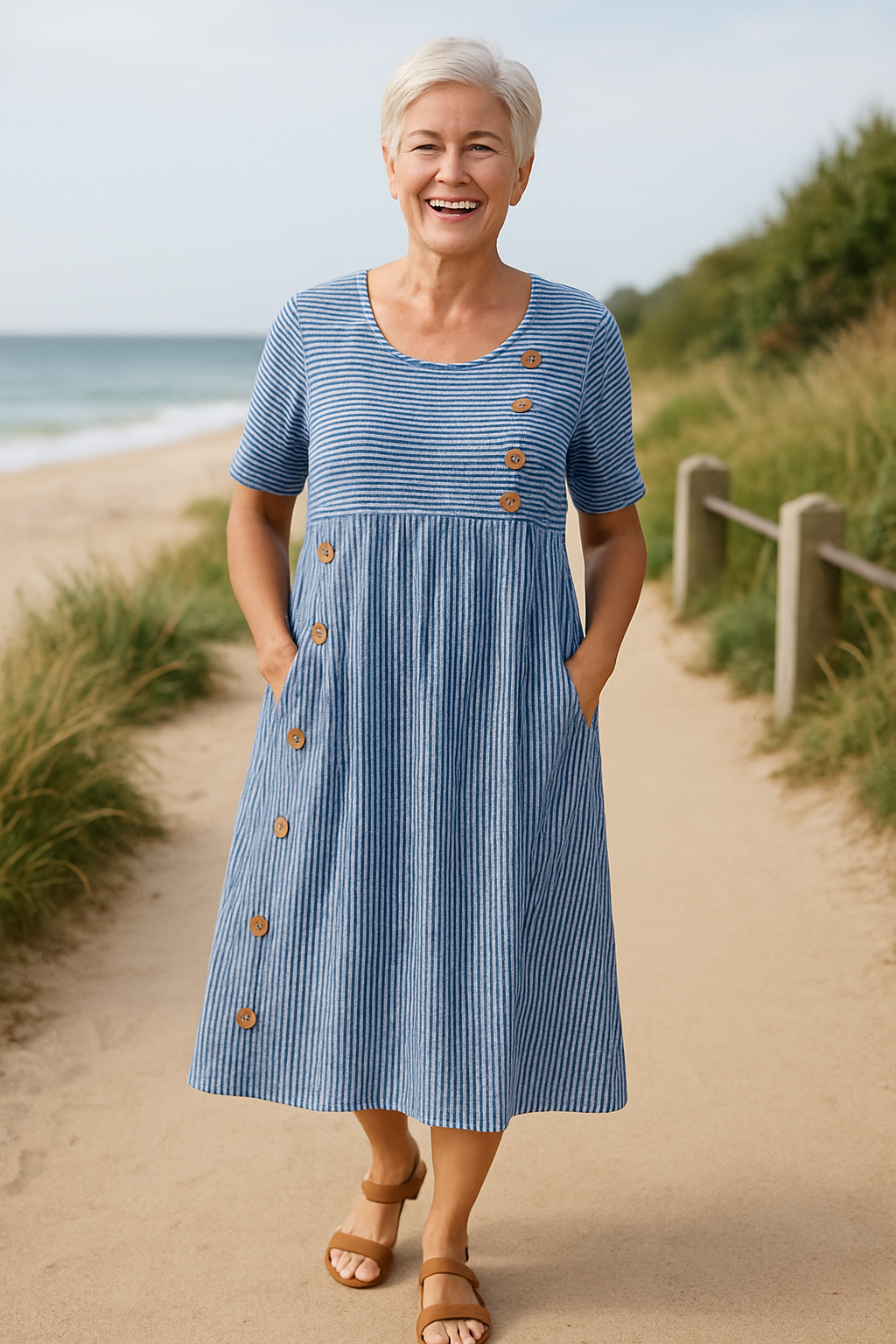 Julienne | Striped Midi Dress – Effortless Comfort, Everyday Confidence