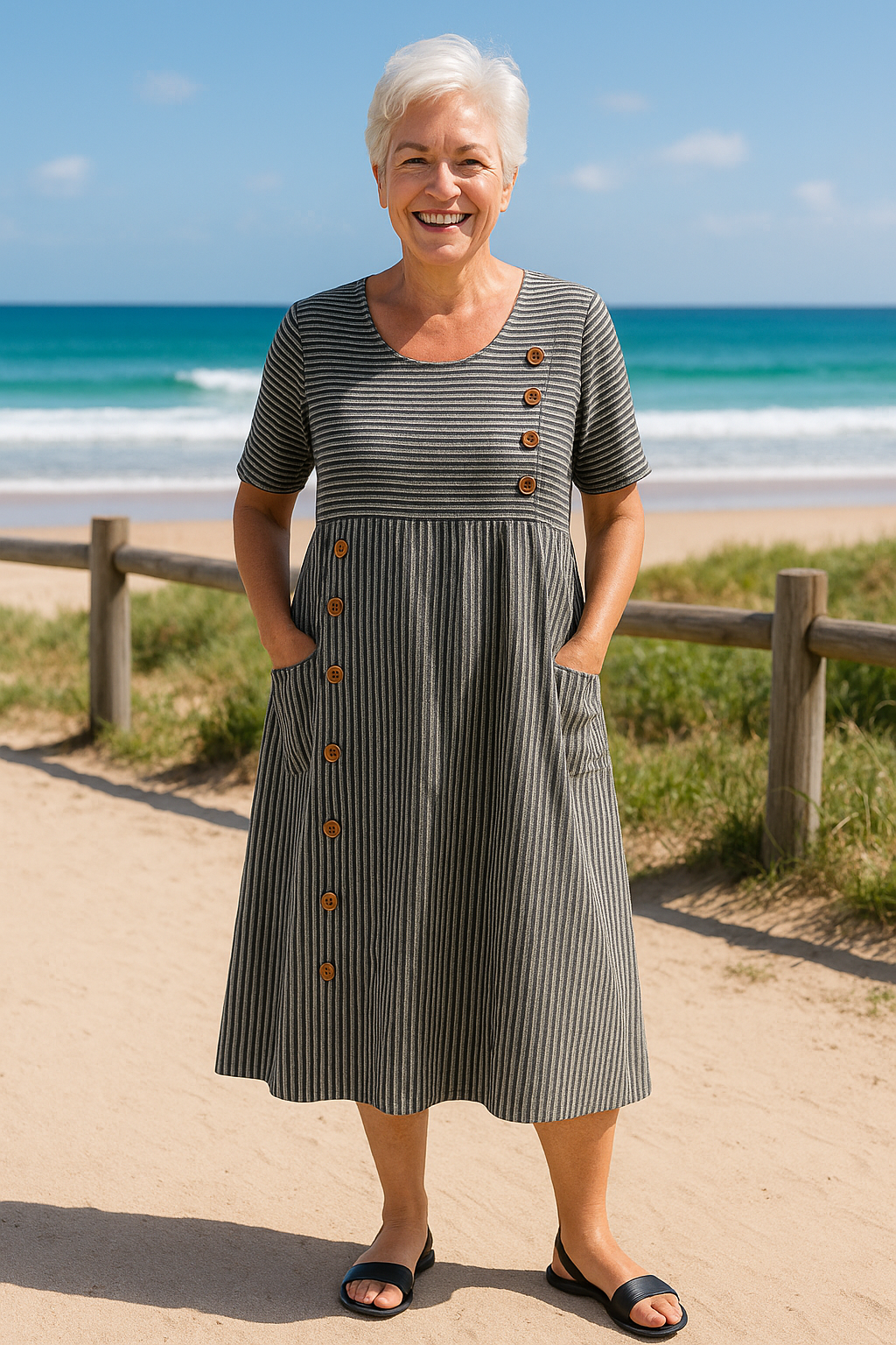 Julienne | Striped Midi Dress – Effortless Comfort, Everyday Confidence