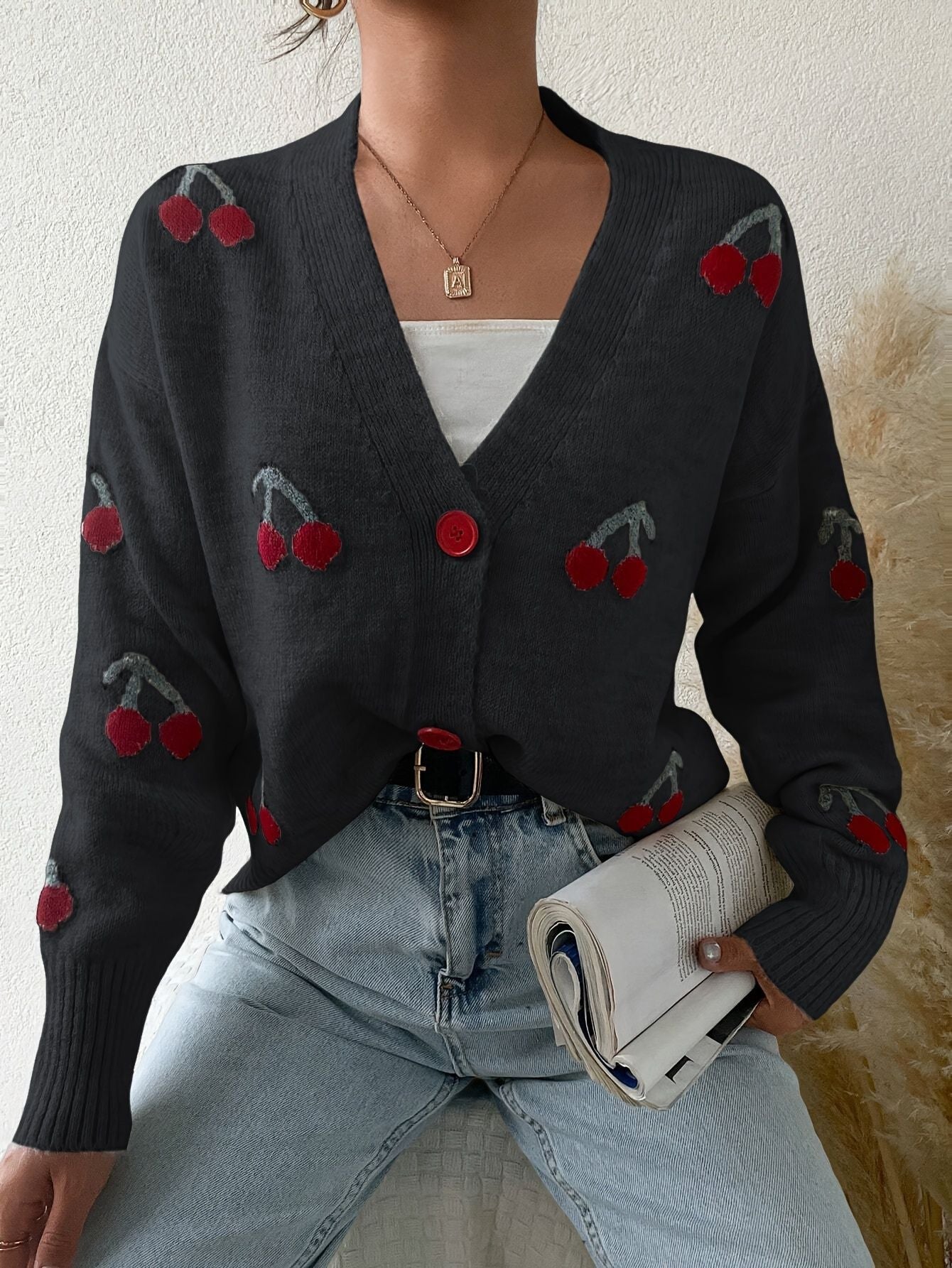 RAINA™ - Chic Button Front Long Sleeve Cardigan